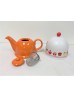 Porcelain Teapot in Orange w/ Infuser & Plastic Cover 800ML With Gift Box